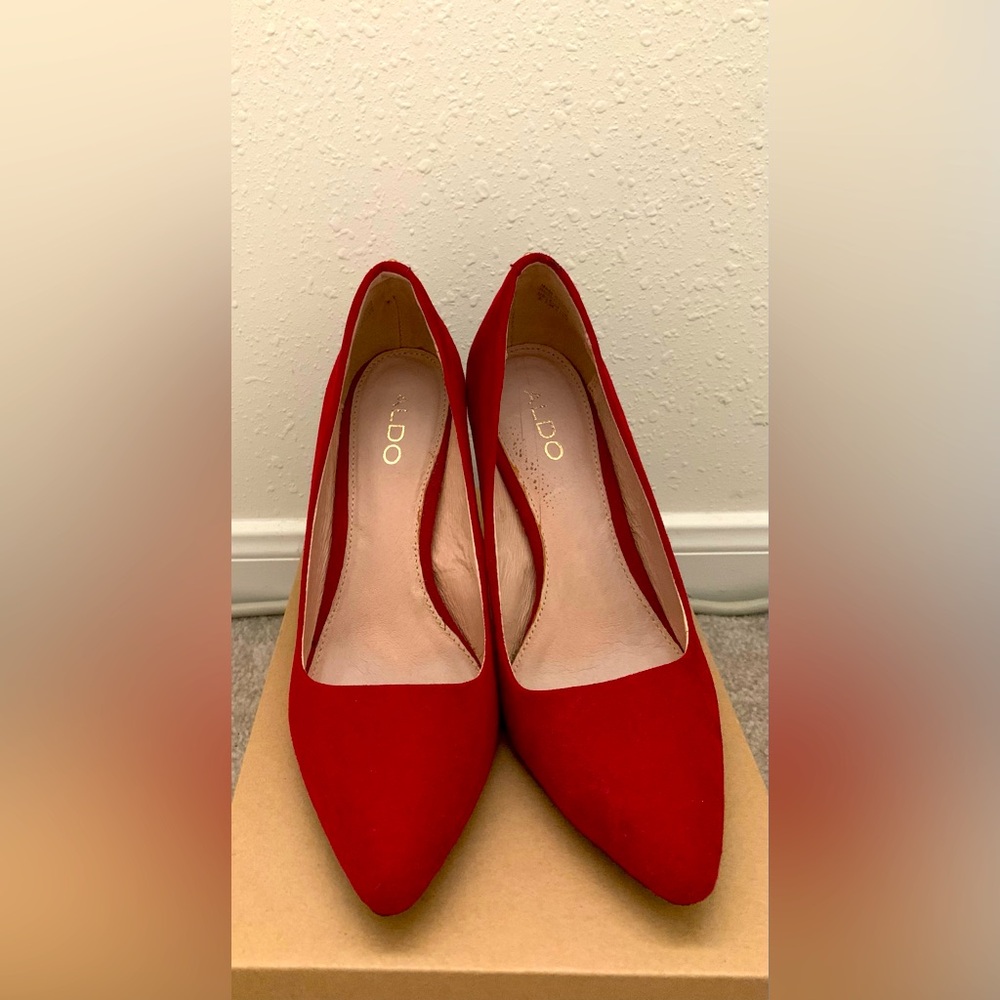 Vintage Aldo Red Suede Heels